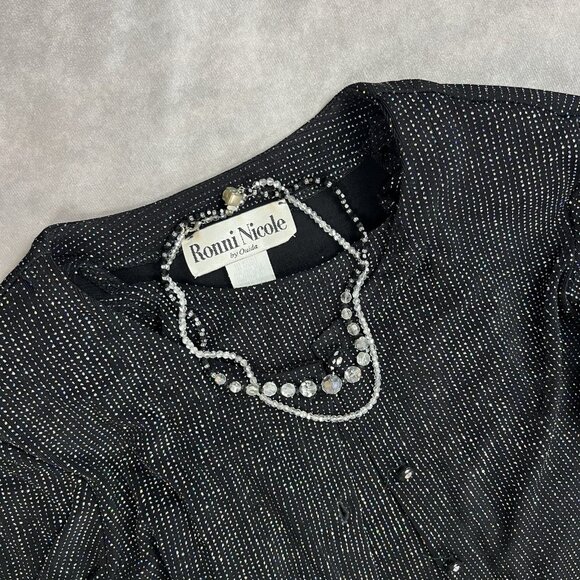 Ronni Nicole by Ouida Black Glitter Knit Tank Dress & Cardigan Twin Set Size 12 - Picture 10 of 12